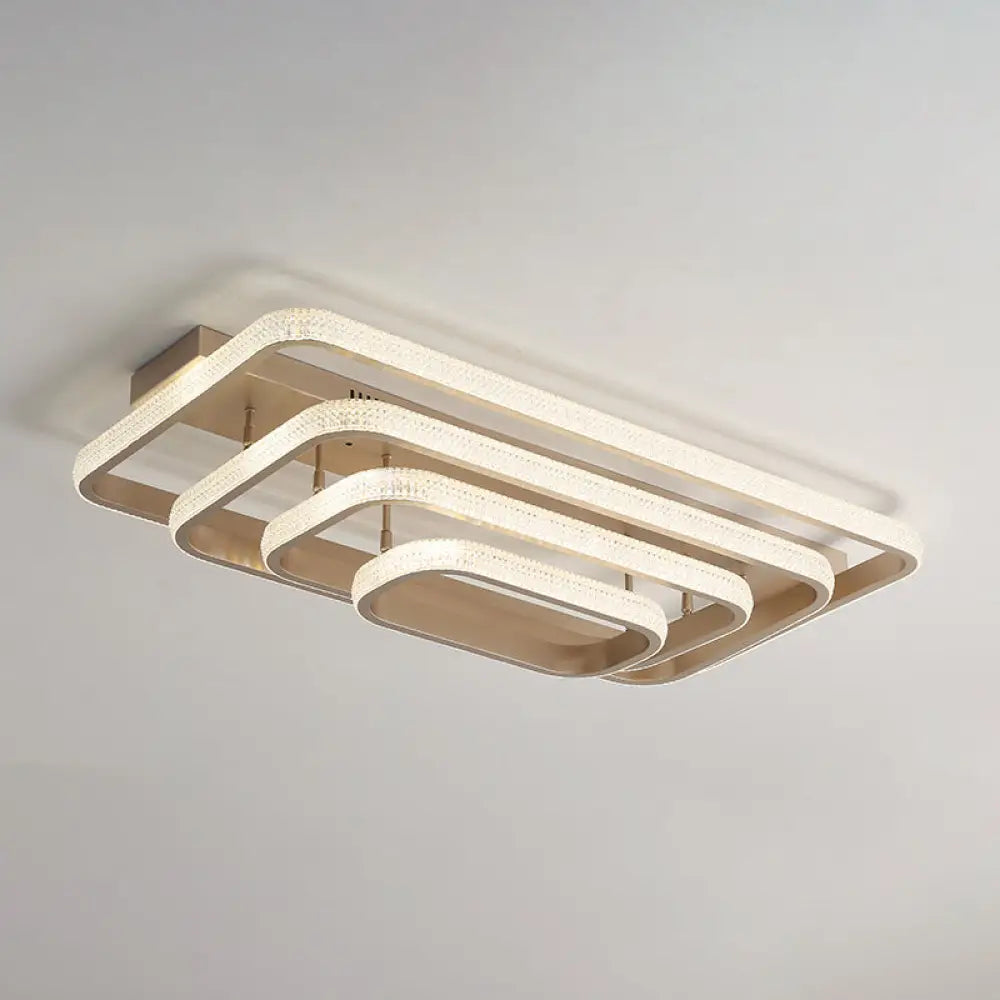 Modern Champagne Loop Flush Mount Led Ceiling Light / 41’ Rectangle
