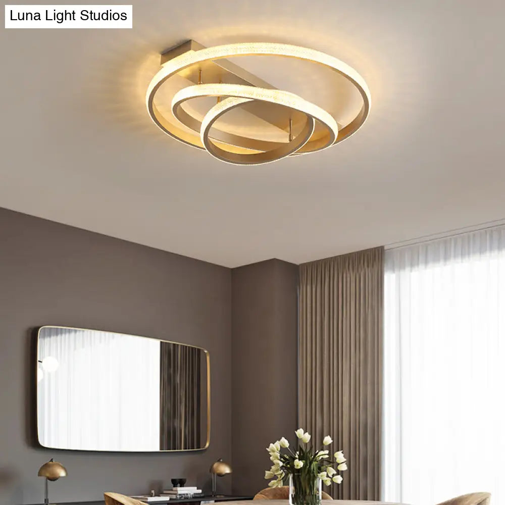 Modern Champagne Loop Flush Mount Led Ceiling Light
