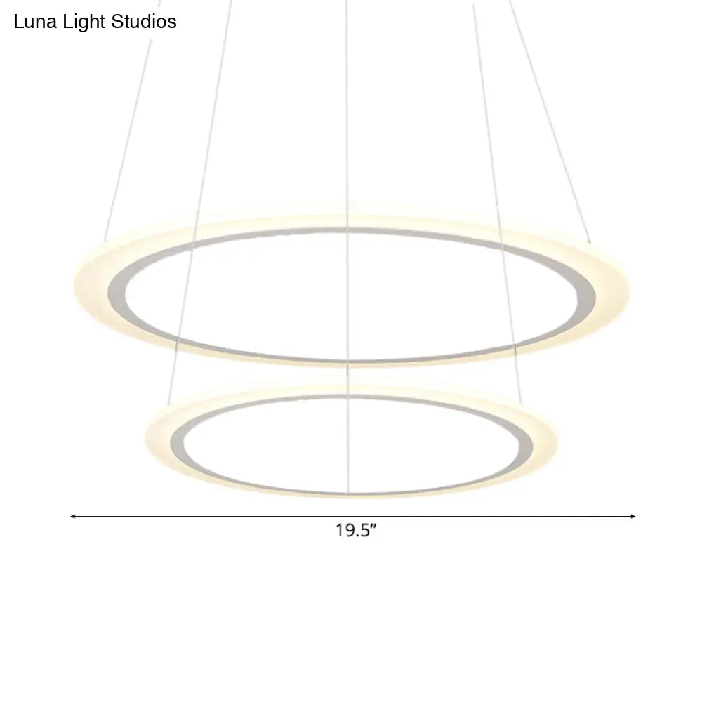 Modern Chandelier With Acrylic Shade - Contemporary Pendant Light Warm/White Illumination