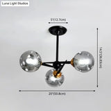 Modern Chic Multi-Light Glass Ball Chandelier - Black Wrought Iron Body Living Room Hanging Light