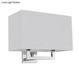 Modern Chrome 2-Light Rectangular Fabric Wall Lamp