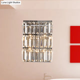 Modern Chrome 4-Light Clear Crystal Wall Lamp - Elegant Rectangle Lighting Fixture