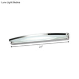 Modern Chrome Arched Vanity Light - 21/27.5 Led Wall Sconce With Acrylic Diffuser
