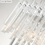 Modern Chrome Chandelier: 5-Light Dining Room Pendant With Prism Crystal