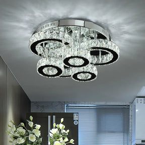 Modern Chrome Crystal Flush Mount Led Lamp For Bedroom Ceiling Clear / Small