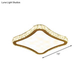 Modern Chrome Crystal Led Ceiling Fixture - Square Beveled Design Flush Mount Lighting