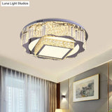 Modern Chrome Crystal Led Flushmount Ceiling Light - Flower And Square Design For Hotels