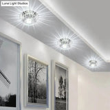 Modern Chrome Crystal Led Flushmount Ceiling Light For Hallway