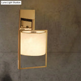 Modern Chrome Cylinder Wall Sconce Light Fabric Shade 1-Light Fixture