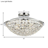 Modern Chrome Dome Ceiling Light With Crystal Accents - Semi Flush Mount For Balcony (3 Lights)