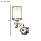 Modern Chrome Dual Cylinder Wall Mount Sconce With Curvy Arm - Simple Bathroom Lighting