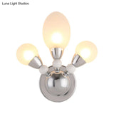 Modern Chrome Egg Wall Light Fixture With 2/3 White Glass Led Lights