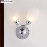 Modern Chrome Egg Wall Light Fixture With 2/3 White Glass Led Lights