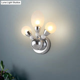 Modern Chrome Egg Wall Light Fixture With 2/3 White Glass Led Lights