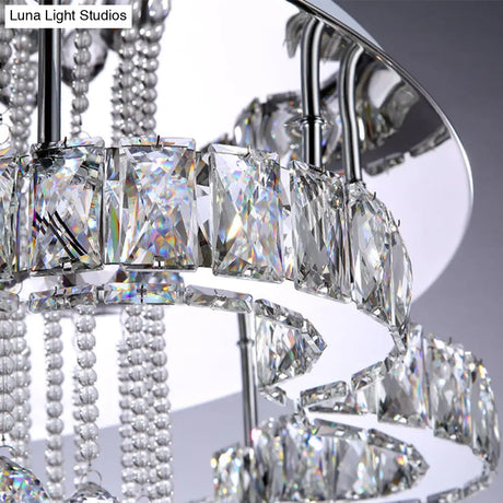 Modern Chrome Flush Mount Light With K9 Crystal For Living Room Ceiling