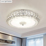 Modern Chrome/Gold Led Crystal Ceiling Mounted Light Flushmount Design 15’/19’ Width