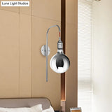 Modern Chrome/Gold Sconce Light With Clear Glass Globe Fixture For Living Room