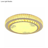 Modern Chrome Led Ceiling Lamp With Faceted Crystal - Minimalistic Flush Light Fixture