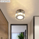 Modern Chrome Led Crystal Block Semi Mount Ceiling Light Fixture - Warm/White Lighting
