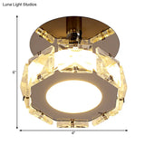 Modern Chrome Led Crystal Block Semi Mount Ceiling Light Fixture - Warm/White Lighting