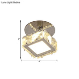 Modern Chrome Led Crystal Block Semi Mount Ceiling Light Fixture - Warm/White Lighting