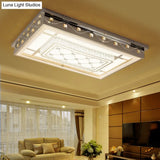 Modern Chrome Led Crystal Ceiling Light Fixture With Elegant Rectangle/Round Pattern