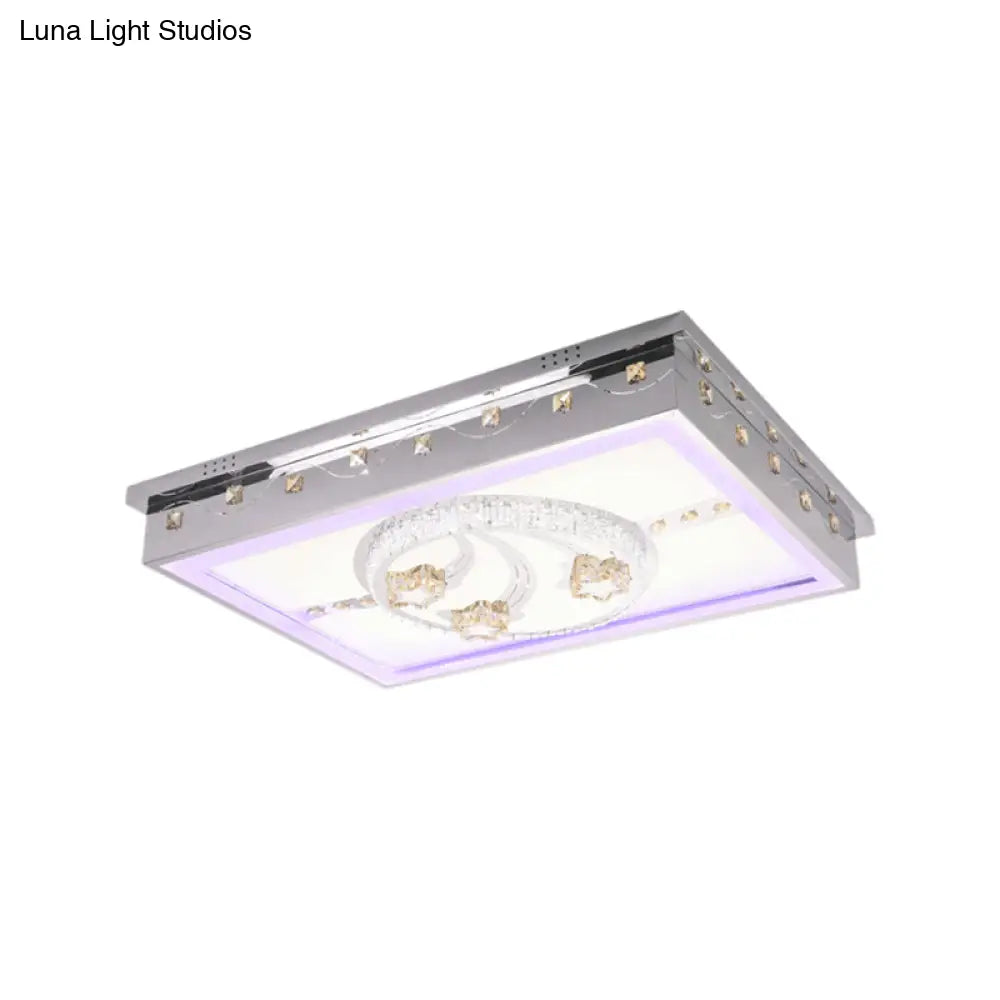 Modern Chrome Led Crystal Ceiling Light Fixture With Elegant Rectangle/Round Pattern