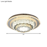 Modern Chrome Led Crystal Flush Mount Ceiling Fixture For Bedroom Featuring Hand-Cut Flower/Star