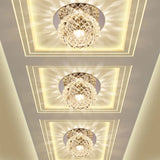Modern Chrome Led Crystal Flushmount Light Fixture For Corridors