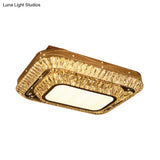Modern Chrome Led Flushmount Light With Crystal 2 Tiers: Perfect For Sitting Rooms
