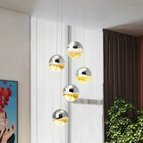 Modern Chrome Led Pendant Light For Restaurants With Clear Glass Globes 5 /
