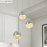 Modern Chrome Led Pendant Light For Restaurants With Clear Glass Globes