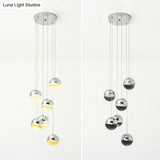 Modern Chrome Led Pendant Light For Restaurants With Clear Glass Globes