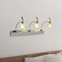 Modern Chrome Led Vanity Light With Adjustable 3 Bulbs Flower Crystal Shade - Wall Mounted Bathroom