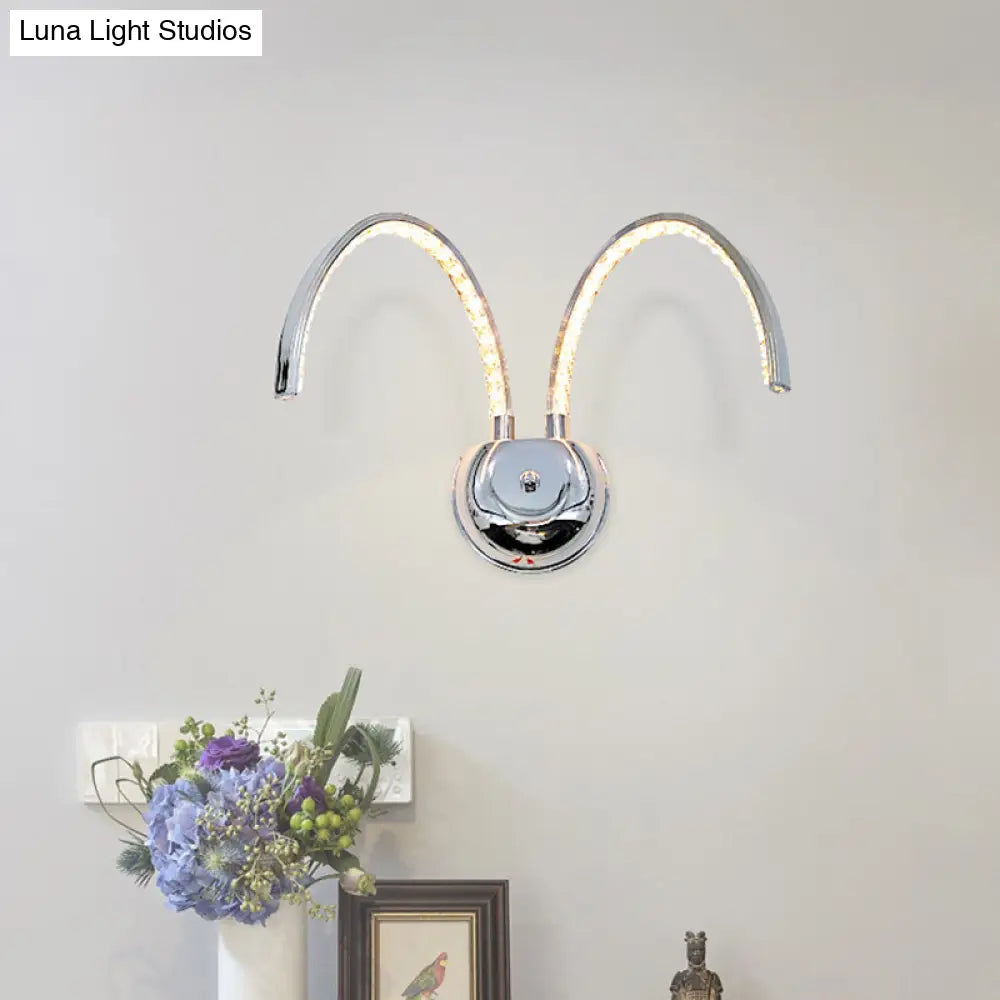 Modern Chrome Led Wall Lamp With Symmetric Arch Design In Warm/White Light