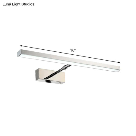 Modern Chrome Led Wall Vanity Light - Metallic Linear Mounted Lighting Warm/White