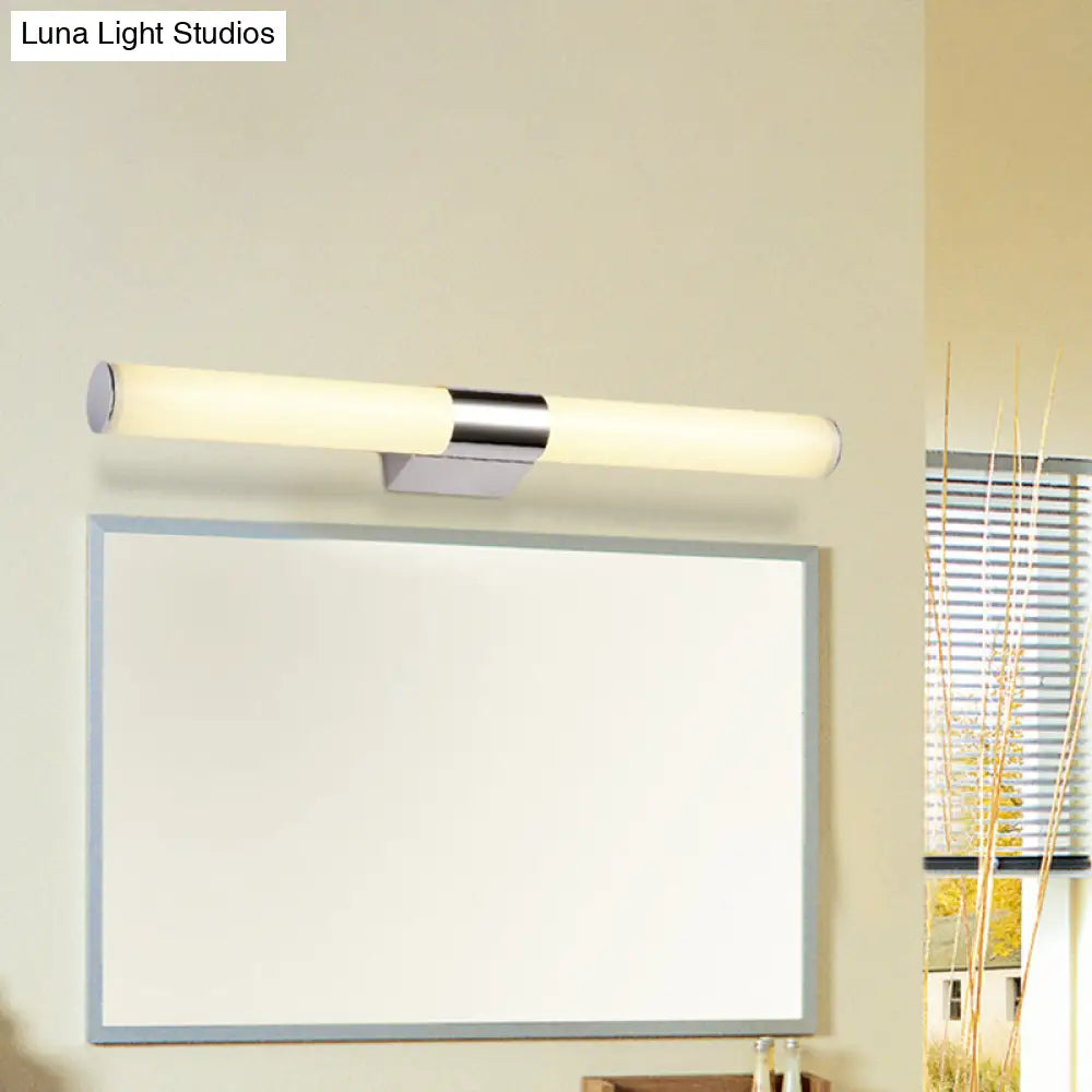 Modern Chrome Led Wall Vanity Light With Acrylic Tube And Warm/White 18/23.5/31.5 Length