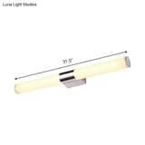 Modern Chrome Led Wall Vanity Light With Acrylic Tube And Warm/White 18/23.5/31.5 Length