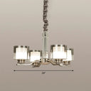 Modern Chrome Restaurant Chandelier With Cylindrical Frosted And Smoke Grey Glass 4 /