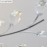 Modern Chrome Semi Flush Chandelier With Crystal Accents - 6 Light