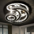 Modern Chrome Semi - Flush Moon And Sun Ceiling Light With Crystal Led Decor