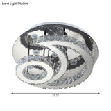 Modern Chrome Semi - Flush Moon And Sun Ceiling Light With Crystal Led Decor