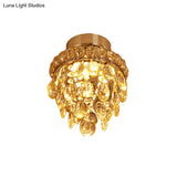 Modern Chrome Single - Bulb Crystal Ceiling Flush Mount Light