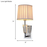 Modern Chrome Single Bulb Wall Sconce With Fabric Pleated Lampshade - Sleek & Stylish Mounted Light