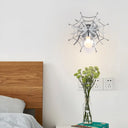 Modern Chrome Spider Wall Sconce With Clear Glass Shade For Bedroom Lighting
