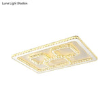Modern Chrome Square Led Flush Mount Ceiling Lamp With Warm/White Light And Beveled Glass Available