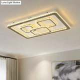 Modern Chrome Square Led Flush Mount Ceiling Lamp With Warm/White Light And Beveled Glass Available