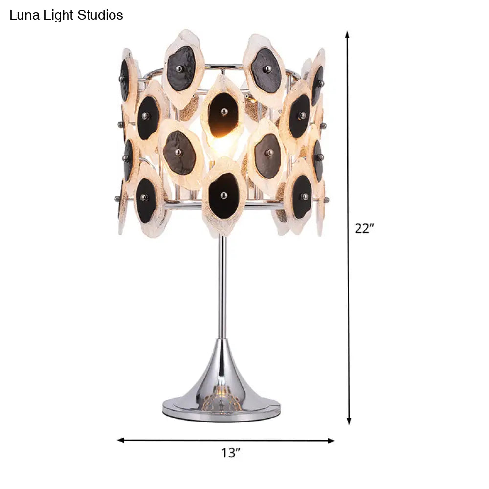 Modern Chrome Table Lamp With Metal Drum Shade - Perfect For Living Rooms And Nightstands