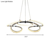 Modern Chrome Twist Chandelier - Crystal Led Pendant Light Warm/White Glow Elegant Dining Room