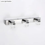 Modern Chrome Vanity Light Fixture With Clear Crystal Accents - 2/3 Bulbs Warm/White